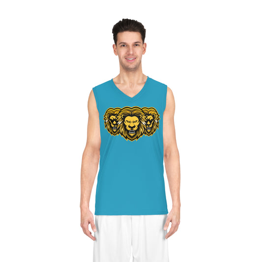 Torquoise "Sun Gold Lion" Basketball Jersey (AOP)