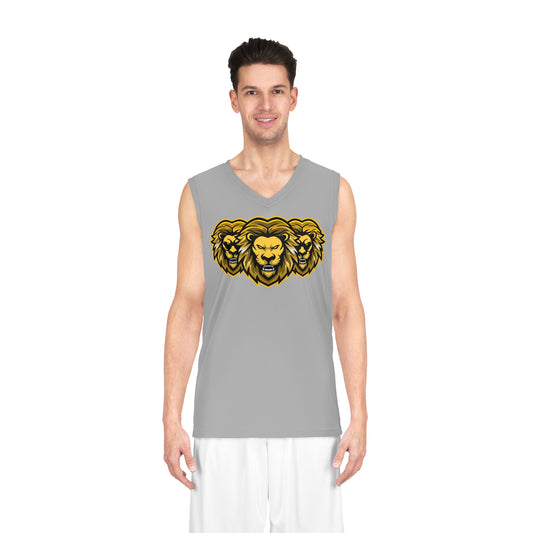 Light Grey "Sun Gold Lion" Basketball Jersey (AOP)