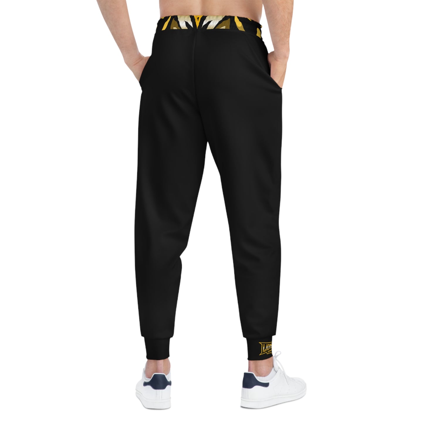 Black "Sun Gold Lion" Athletic Joggers