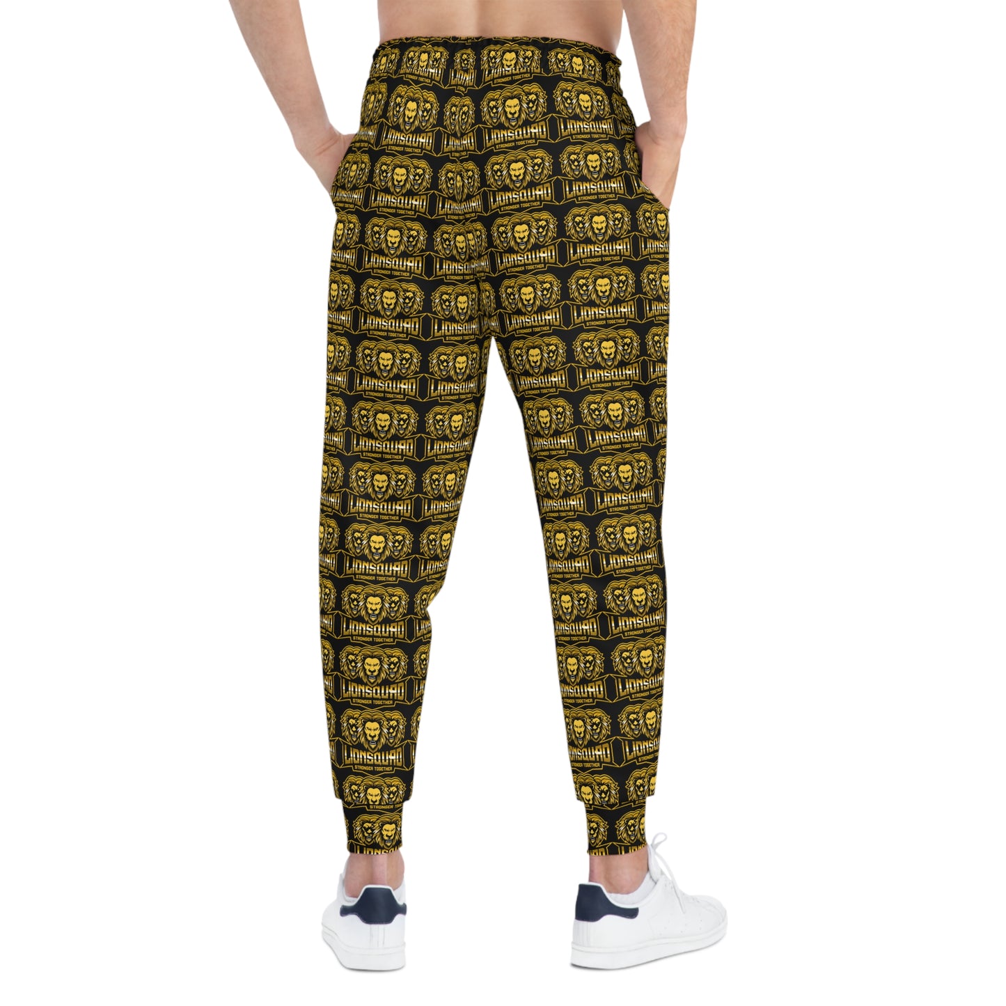 AOP Black "Sun Gold Lion" Athletic Joggers (AOP)