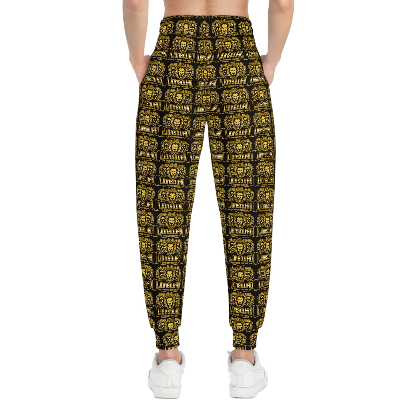 AOP Black "Sun Gold Lion" Athletic Joggers (AOP)