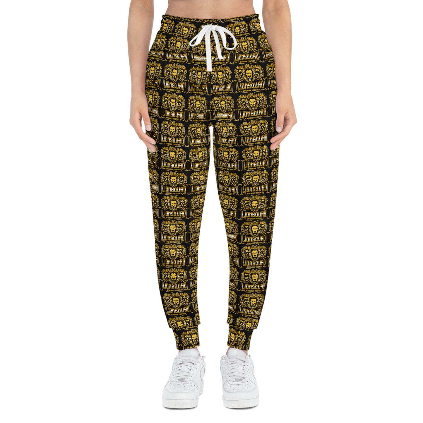 AOP Black "Sun Gold Lion" Athletic Joggers (AOP)