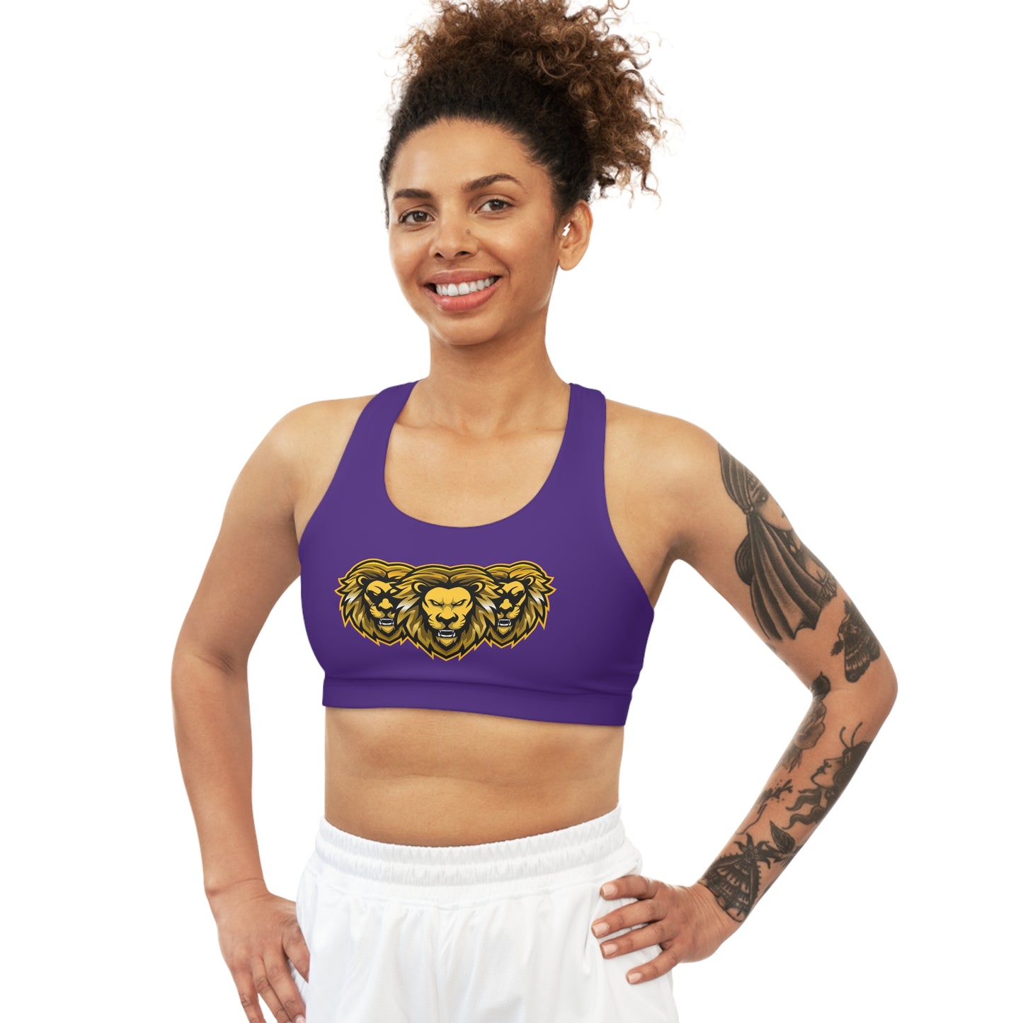 Purple "Sun Gold Lion"  Seamless Sports Bra