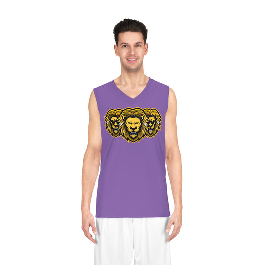 Light Purple "Sun Gold Lion" Basketball Jersey (AOP)