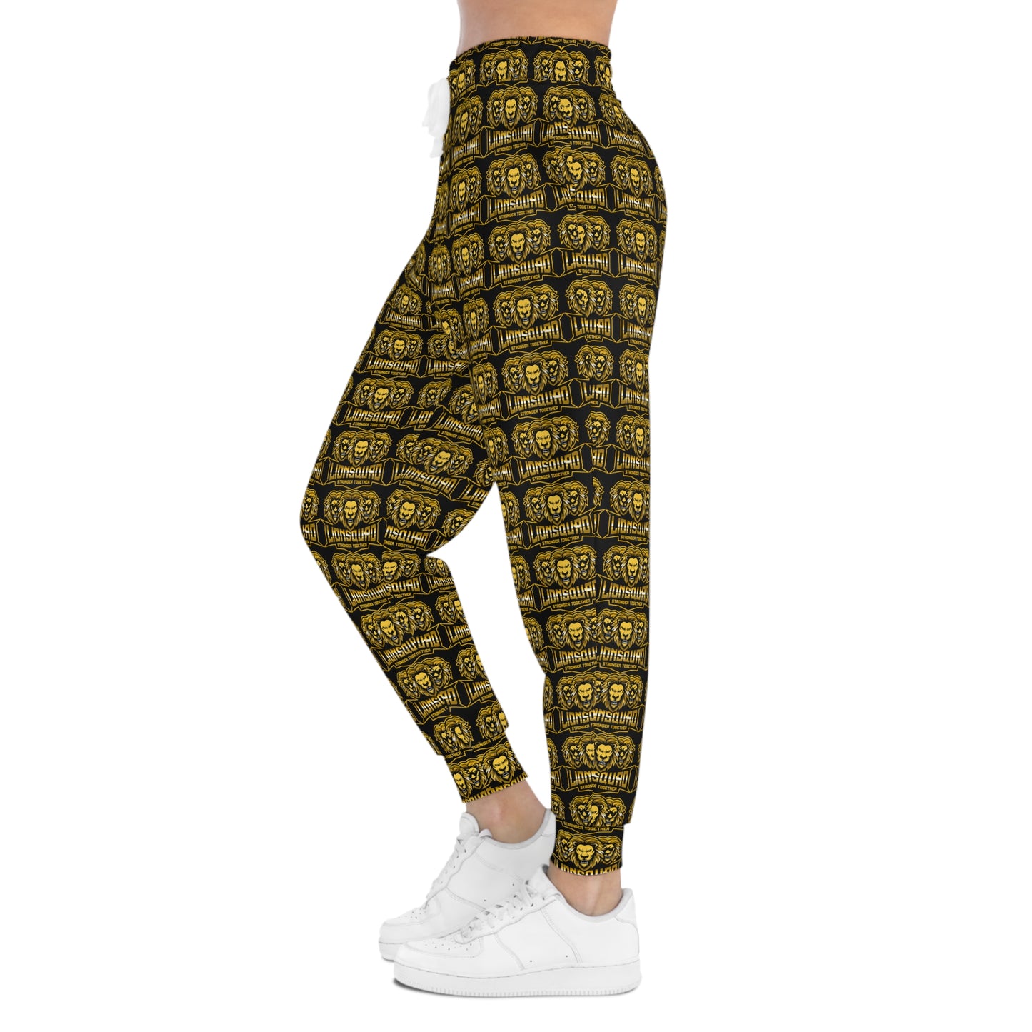 AOP Black "Sun Gold Lion" Athletic Joggers (AOP)