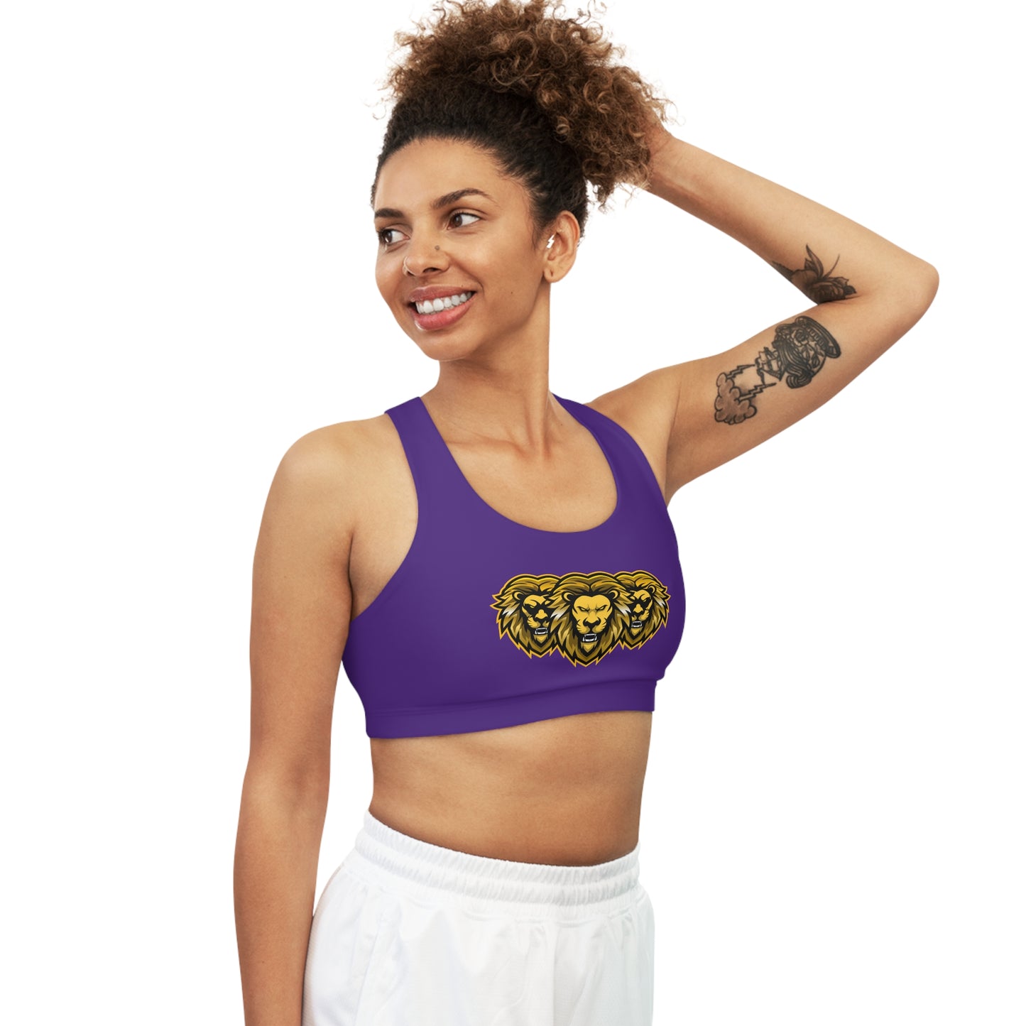 Purple "Sun Gold Lion"  Seamless Sports Bra