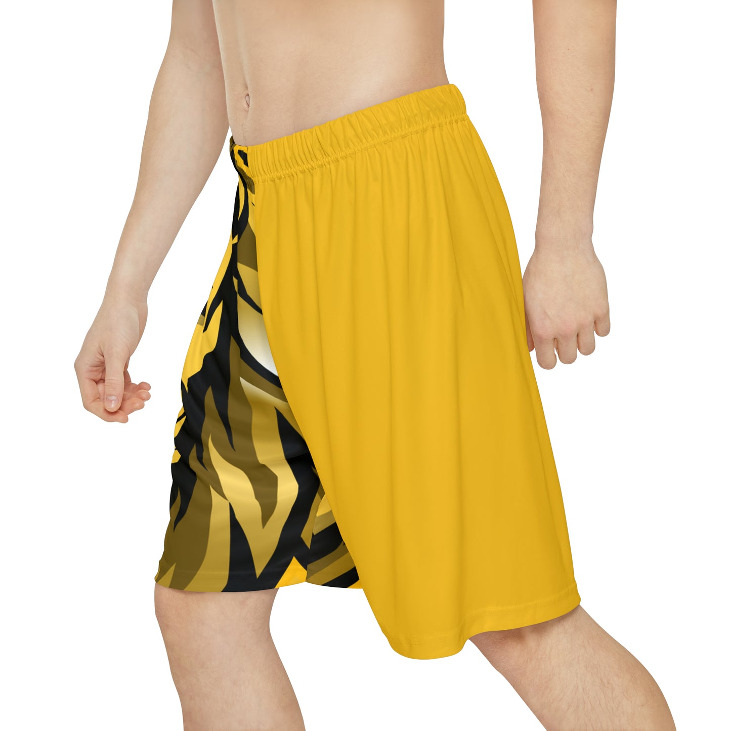 Big Face Yellow Sun Gold Lion Men’s Sports Shorts (AOP)