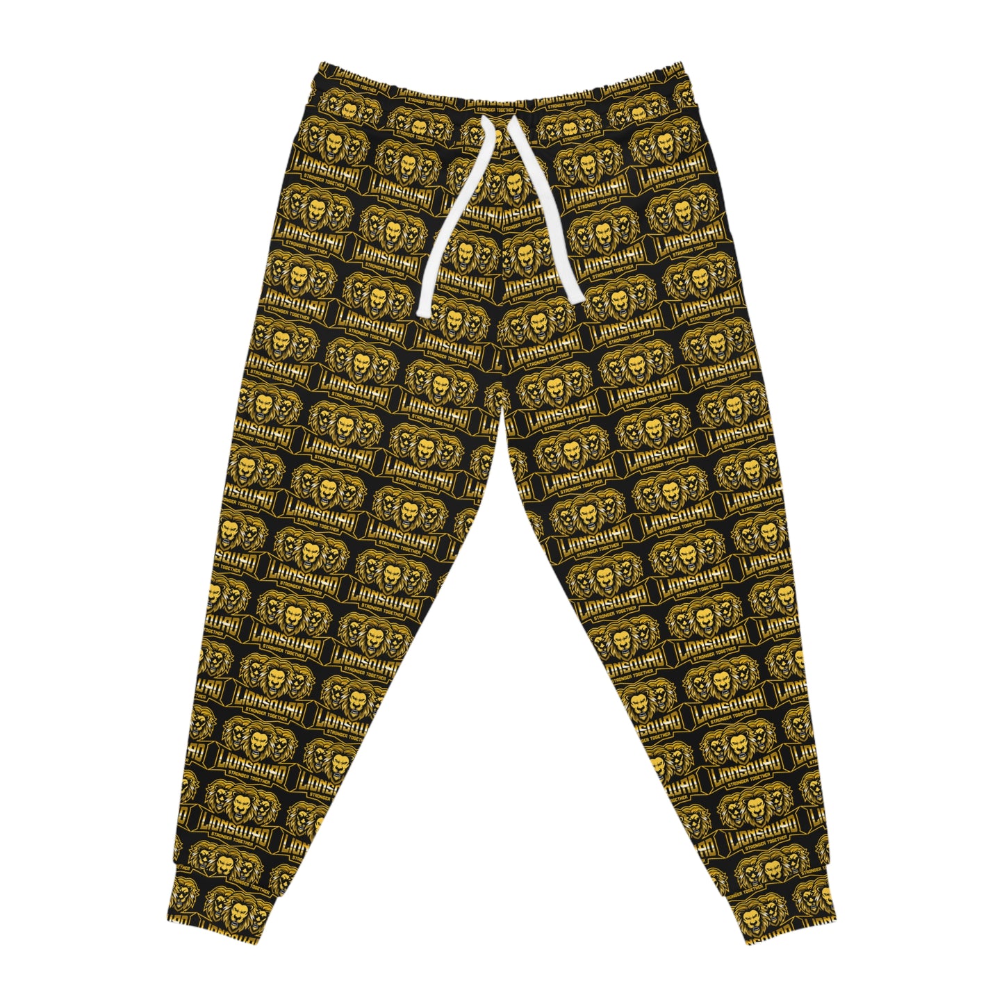 AOP Black "Sun Gold Lion" Athletic Joggers (AOP)