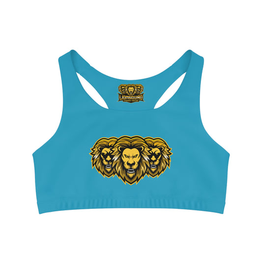 Turquoise "Sun Gold Lion"  Seamless Sports Bra