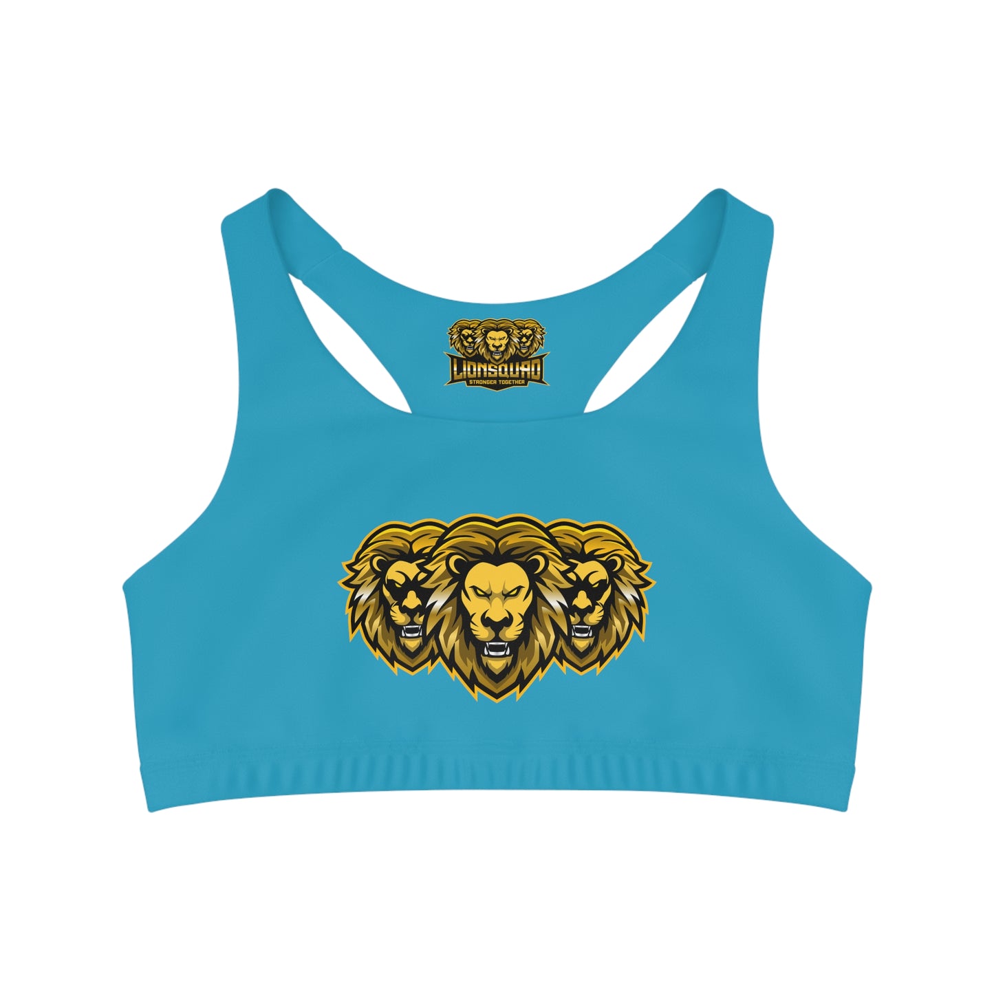 Turquoise "Sun Gold Lion"  Seamless Sports Bra