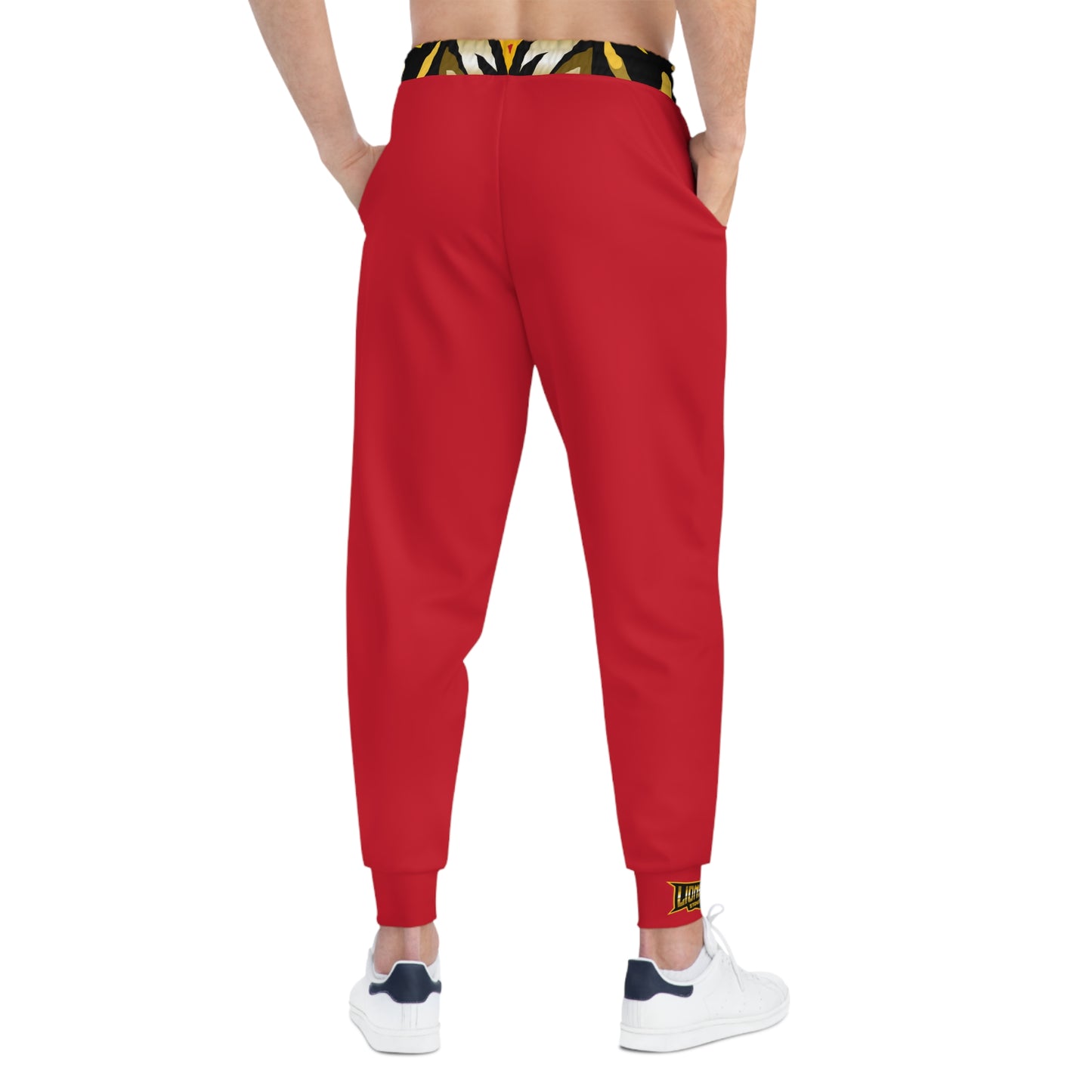 Dark Red "Sun Gold Lion" Athletic Joggers