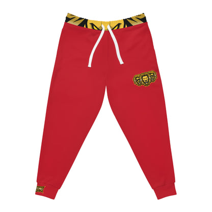 Dark Red "Sun Gold Lion" Athletic Joggers