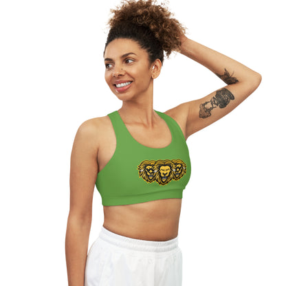 Green "Sun Gold Lion"  Seamless Sports Bra