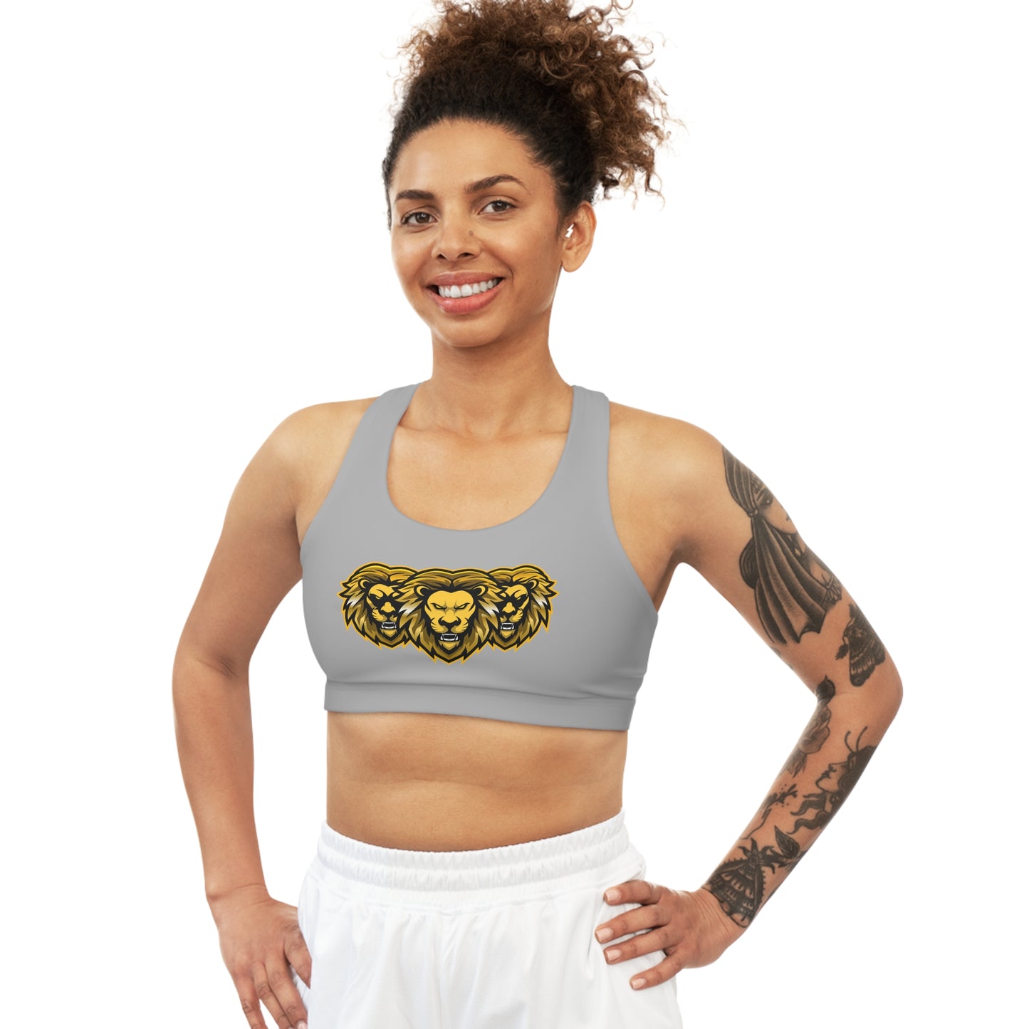 Light Grey "Sun Gold Lion"  Seamless Sports Bra