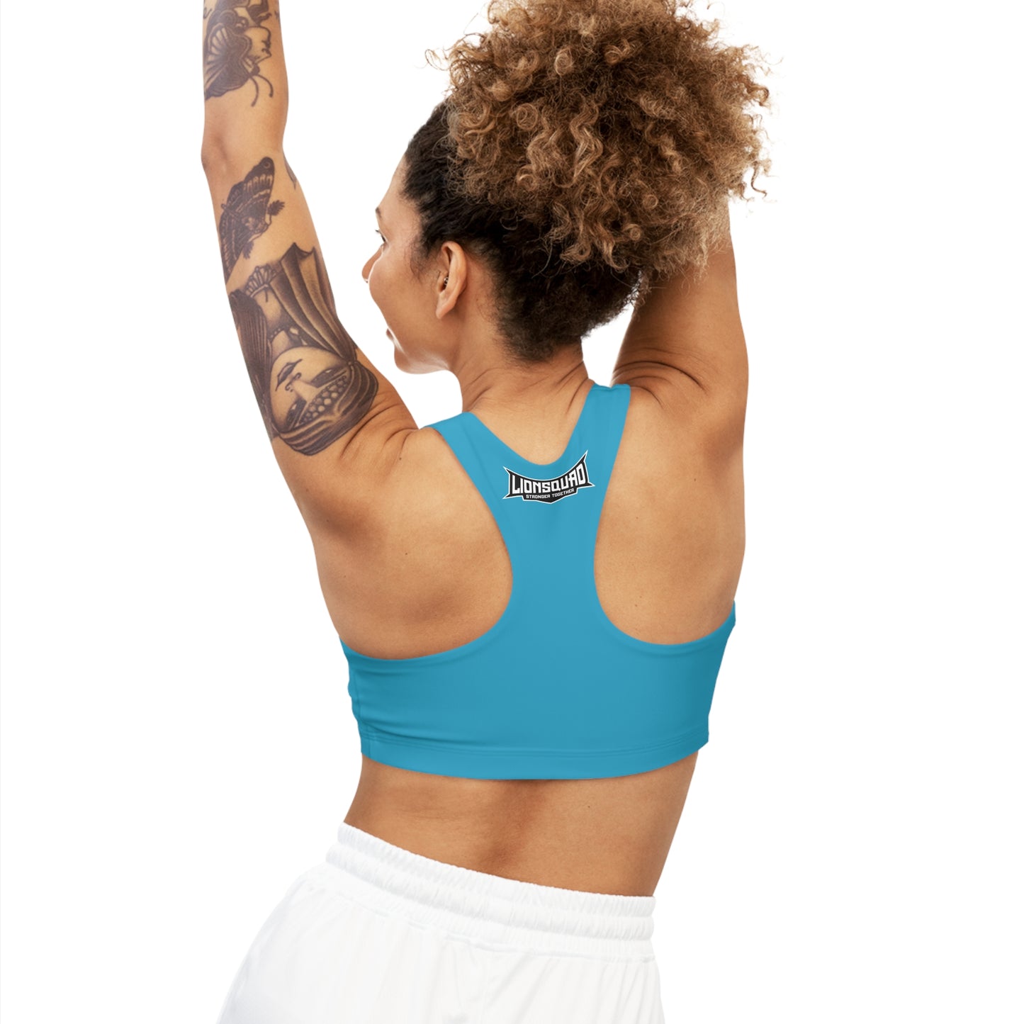 Turquoise "White Lion"  Seamless Sports Bra