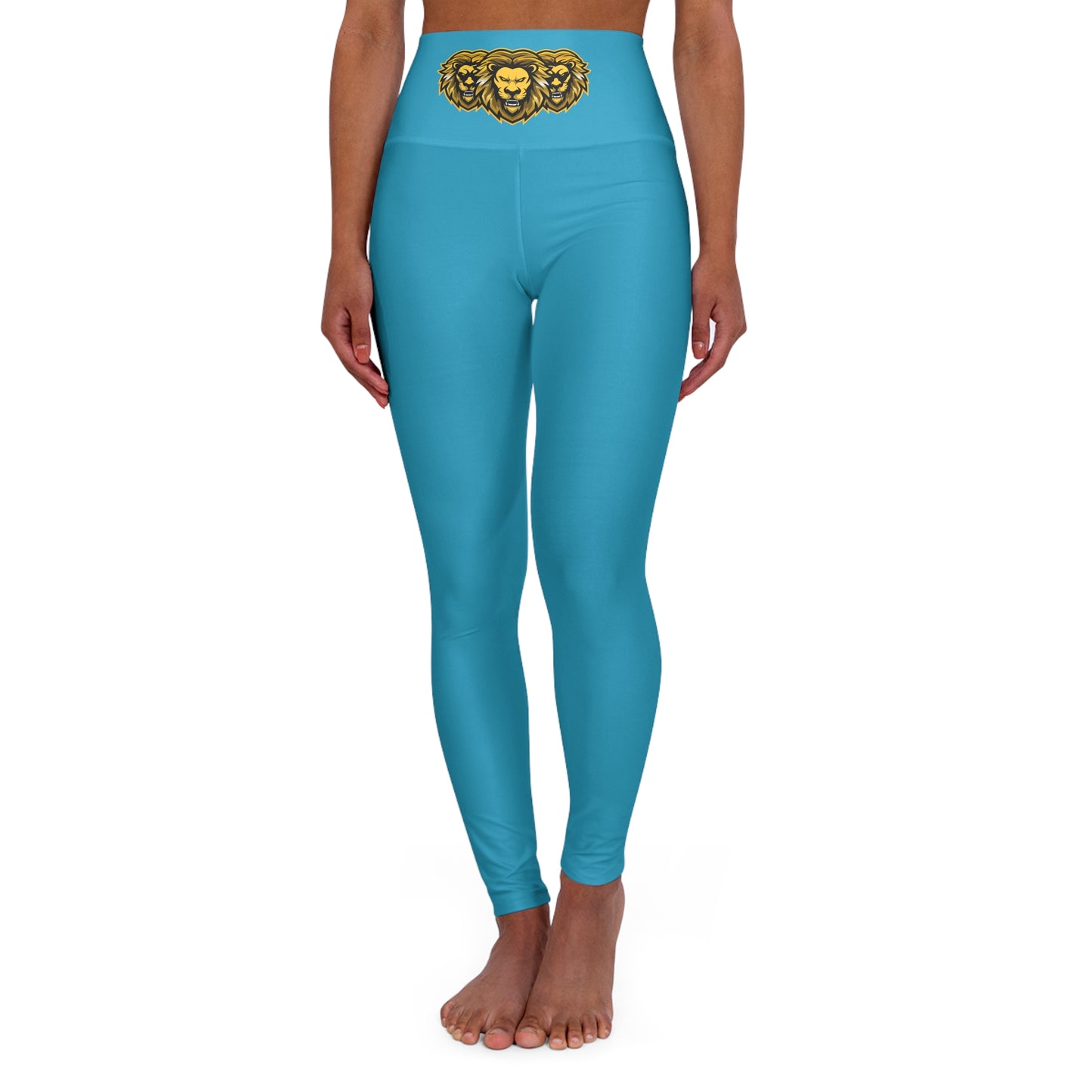 Turquoise "Sun Gold Lion" High Waisted Yoga Leggings