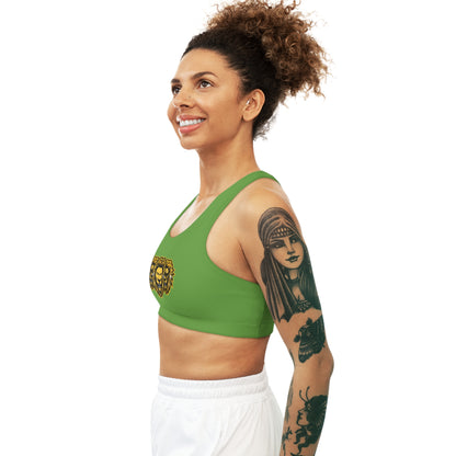 Green "Sun Gold Lion"  Seamless Sports Bra