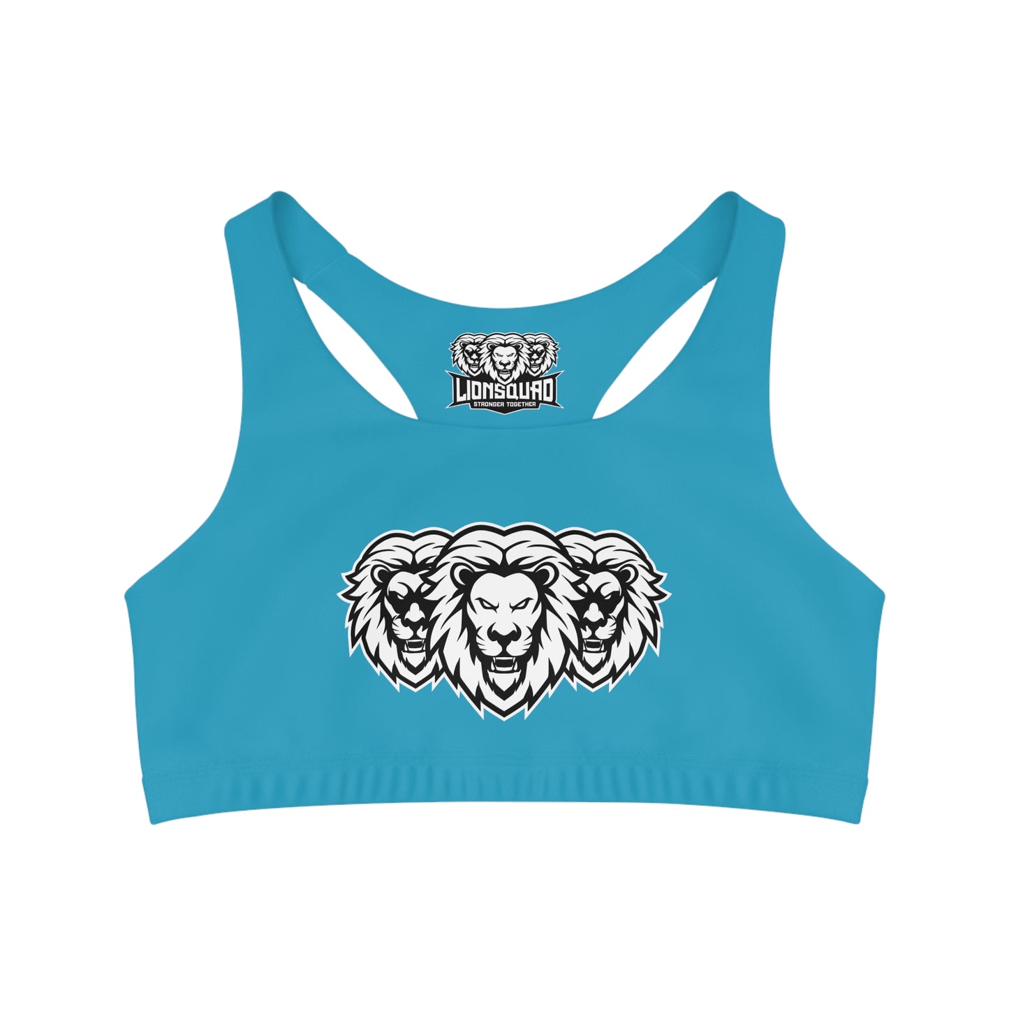 Turquoise "White Lion"  Seamless Sports Bra