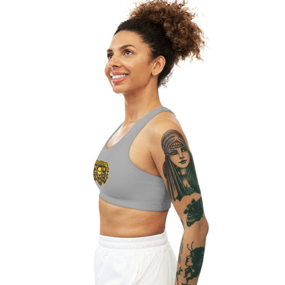 Light Grey "Sun Gold Lion"  Seamless Sports Bra