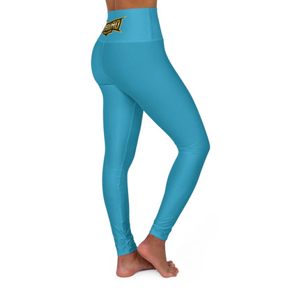 Turquoise "Sun Gold Lion" High Waisted Yoga Leggings