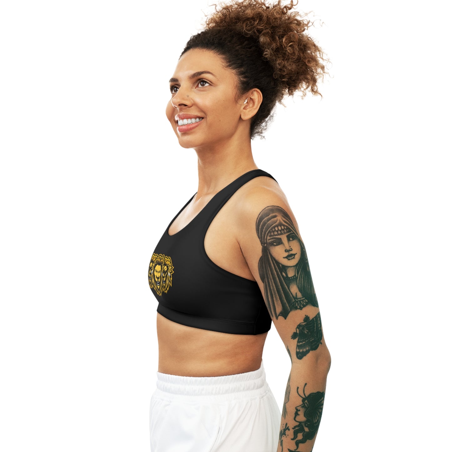 Black "Sun Gold Lion"  Seamless Sports Bra