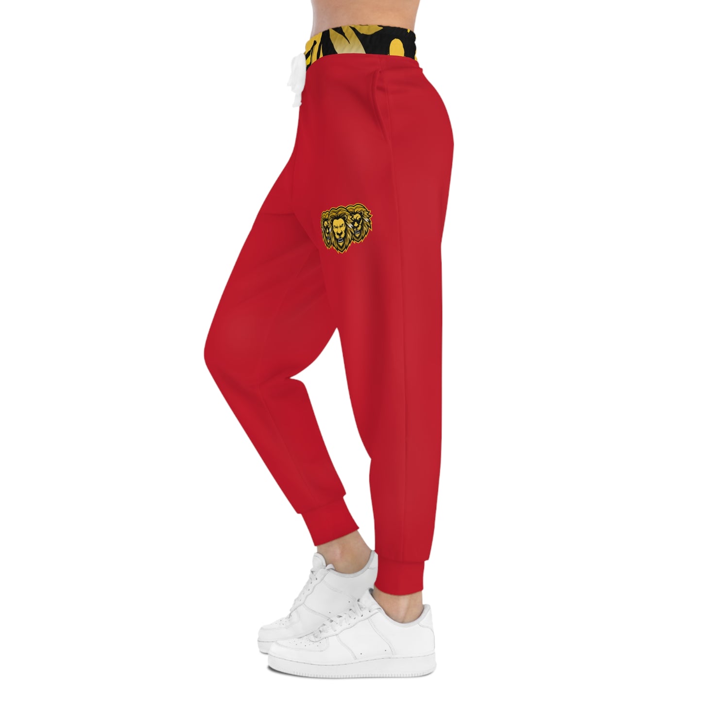 Dark Red "Sun Gold Lion" Athletic Joggers