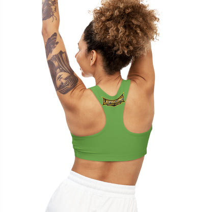 Green "Sun Gold Lion"  Seamless Sports Bra