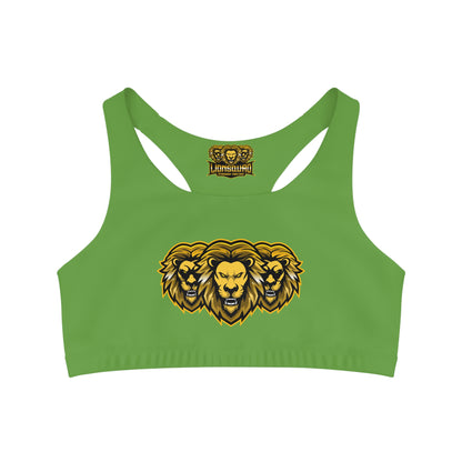 Green "Sun Gold Lion"  Seamless Sports Bra