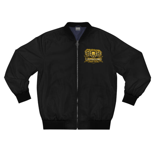 Black "LIONSQUAD" Men's Bomber Jacket (AOP)