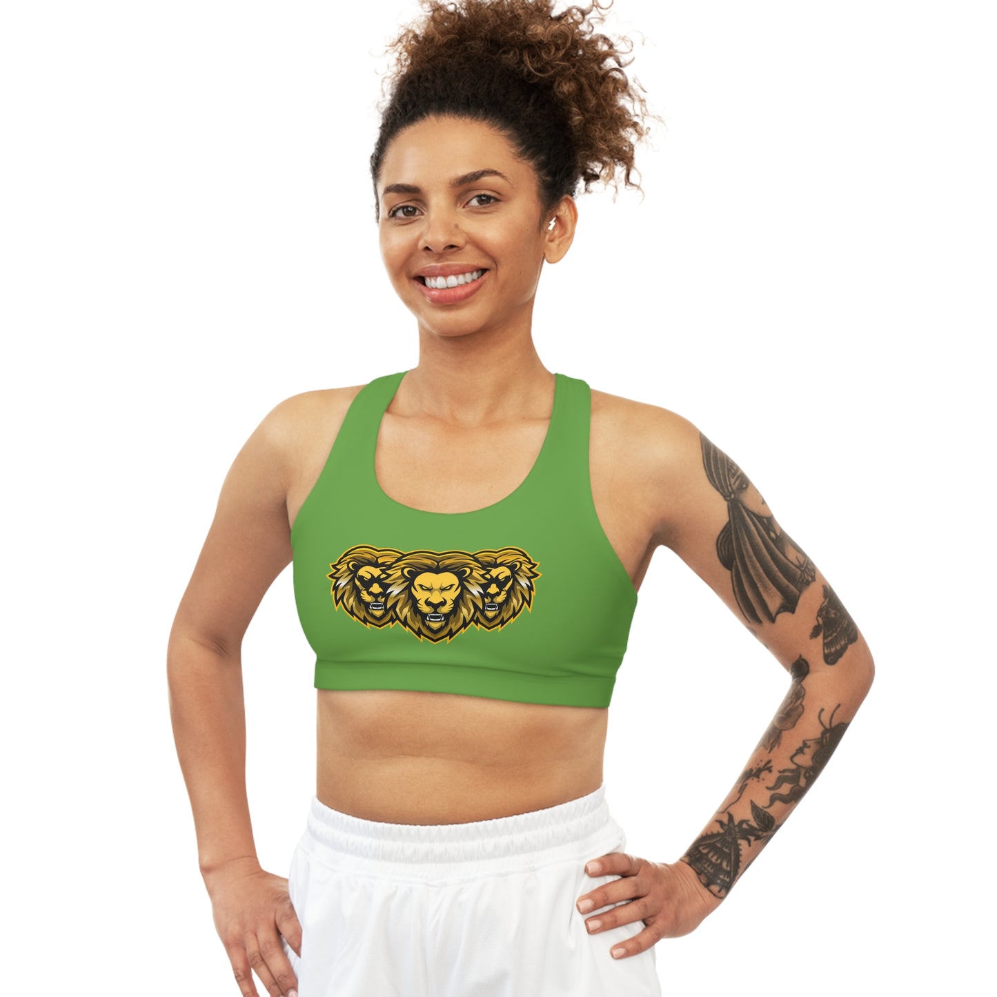 Green "Sun Gold Lion"  Seamless Sports Bra