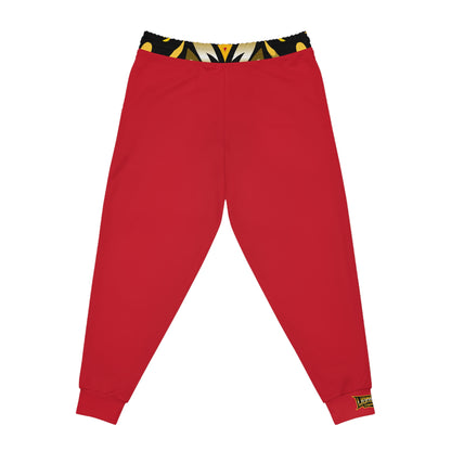 Dark Red "Sun Gold Lion" Athletic Joggers