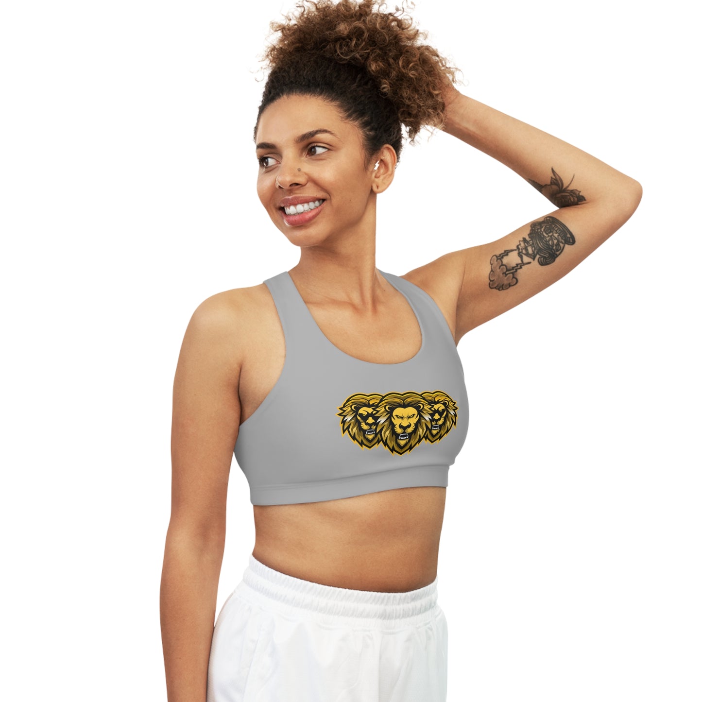 Light Grey "Sun Gold Lion"  Seamless Sports Bra