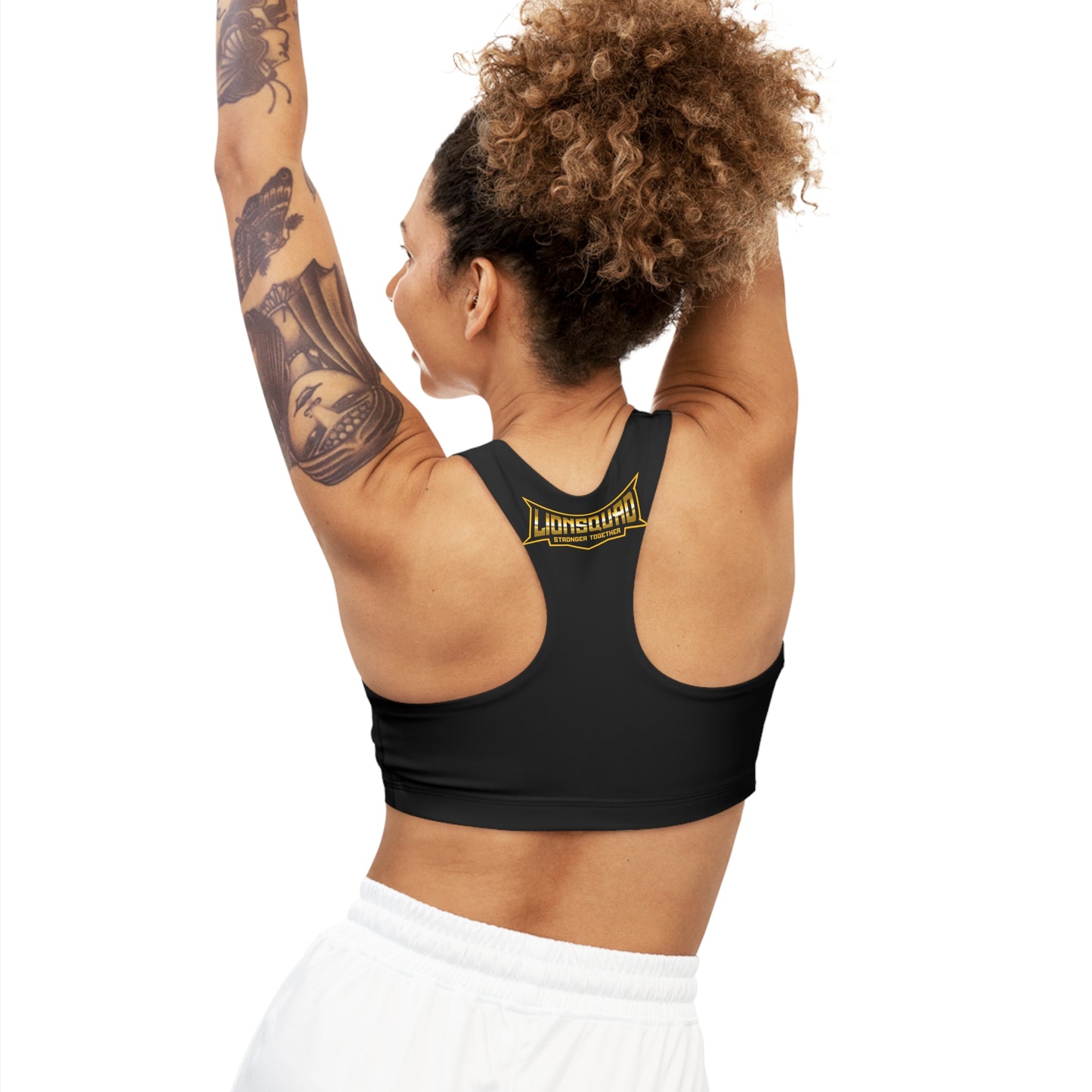 Black "Sun Gold Lion"  Seamless Sports Bra